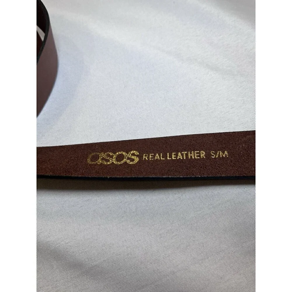 ASOS DESIGN dressy belt in tan leather Size S/M
